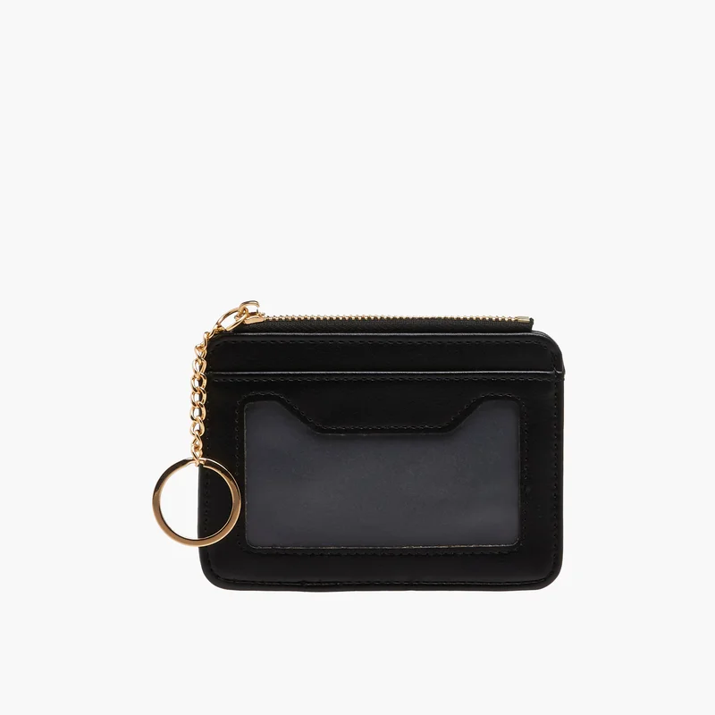 ساشا Black Card Holder with Zip Closure for Women
